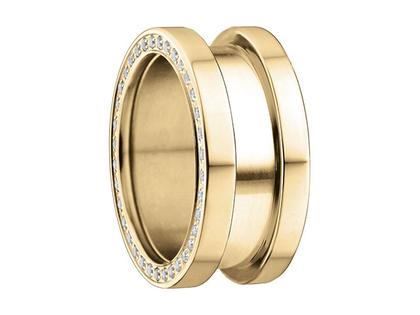 Bering Arctic Symphony Außenring breit Zirkonia seitlich Edelstahl IP Gelb – Ringe Ring mit Besatz aus Edelstahl, IP beschichtet und und .