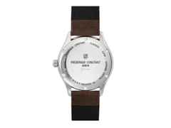 Frederique Constant Classics Index Automatik Edelstahl 40mm silberfarbenes Zifferblatt braunes Lederband – Herrenuhren Uhr mit Datum aus Edelstahl und Leder. Das Gehäuse ist rund und silber. Das Lederarmband ist braun. Das Zifferblatt ist ein Index in silber. – Ansicht 3