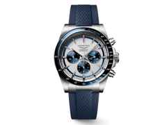 Longines Conquest Chronograph Automatik Edelstahl 42mm weiß-blaues Zifferblatt blaues Kautschukband – Herrenuhren Chronograph aus Edelstahl, Kautschuk und Keramik. Das Gehäuse ist rund und silber. Das Kautschuk / Kunststoff / Silikon Armband ist blau. Das Zifferblatt ist ein Index in weiß.
