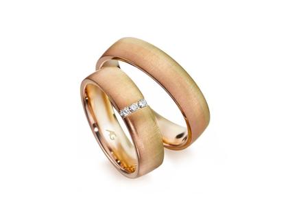 Gerstner Morgenröte Trauring Paar aus 585/- Gold mit Brillanten 0,024ct – Ringe Trauring mit Besatz aus 585 Gelbgold, 585 Rotgold und und .