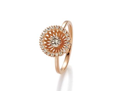 Jörg Heinz Swing Boho Ring Roségold mit naturbraunen Brillanten 0,480ct – Ringe Ring mit Besatz aus 750 Rotgold.