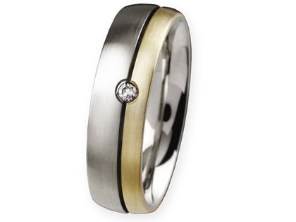 Ernstes Design Ring Nr. 304 R54 – Ringe Ring mit Besatz aus 750 Gelbgold.