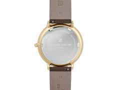 Frederique Constant Classics Moonphase Quarz Edelstahl GG-PVD 39mm weißes Zifferblatt braunes Lederband – Herrenuhren Uhr ohne Datum aus Edelstahl, Leder und PVD beschichtet. Das Gehäuse ist rund und gelbgold. Das Lederarmband ist braun. Das Zifferblatt ist römisch und weiß. – Ansicht 3