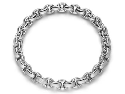 IsabelleFa ChaCha Collier Weißgold 16mm Pavé – Halsschmuck Collier aus 750 Gelbgold.