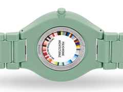 Rado True Thinline Les Couleurs Le Corbusier Quarz Keramik Greyed English Green 32041 – Damenuhren Uhr ohne Datum aus Keramik und Titan. Das Gehäuse ist rund und grün. Das Keramikarmband ist grün. Das Zifferblatt ist ein Index in grün. – Ansicht 2