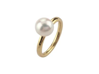 Schoeffel Ring aus Gelbgold mit weißer Akoyaperle – Ringe Ring mit Besatz in gelbgold und aus 750 Gelbgold.