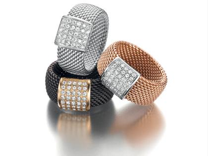 Cédé Creation Milanaise Ring – Ringe Ring mit Besatz aus 750 Weißgold, Edelstahl und und .