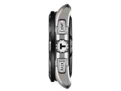 Tissot T-Touch Connect Solar Titanium rotes Silikonband – Herrenuhren Chronograph aus Titan. Das Gehäuse ist rund und silber. Das Kautschuk / Kunststoff / Silikon Armband ist rot. Das Zifferblatt ist digital und schwarz. – Ansicht 3