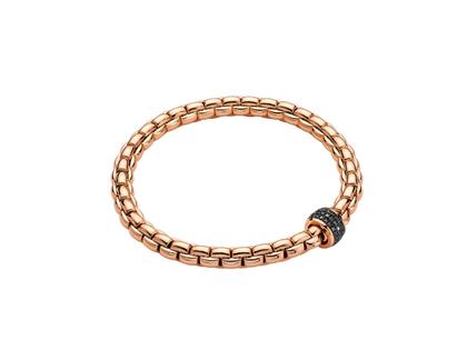 Fope Eka Flex'It Men  Armband    mittel Roségold M mit schwarzen Brillanten 0,540ct flexibel – Armschmuck Armband aus 750 Rotgold und und rhodiniert.