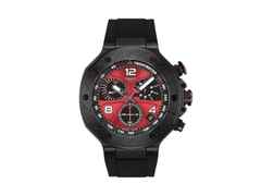Tissot T-Race MotoGP                    2026 Chronograph Limited Edition Quarz Edelstahl 45mm schwarz-rotes Zifferblatt schwarzes Silikonband – Herrenuhren Chronograph aus Edelstahl und PVD beschichtet. Das Gehäuse ist rund und schwarz. Das Kautschuk / Kunststoff / Silikon Armband ist schwarz. Das Zifferblatt ist ein Index in schwarz.