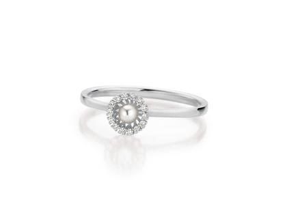 Jörg Heinz Swing Boho Pearl XS Ring Weißgold mit weißer Zuchtperle und Brillanten 0,070ct – Ringe Ring mit Besatz in silber und aus 750 Weißgold. – Ansicht 2
