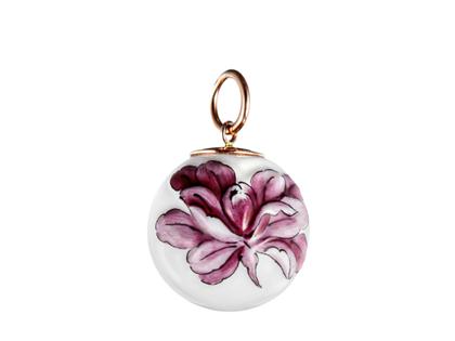 Meissen Boule Kugelanhänger "Tuberose Relief Purpur" – Anhänger Anhänger ohne Besatz in weiß und aus 750 Gelbgold und Porzellan.