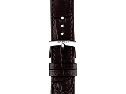 Tissot PR 100 Quarz Edelstahl 40mm silberfarbenes Zifferblatt brauens Lederband – Herrenuhren Uhr mit Datum aus Edelstahl und Leder. Das Gehäuse ist rund und silber-roségold. Das Lederarmband ist braun. Das Zifferblatt ist ein Index in silber. – Ansicht 4