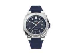 Alpina Alpiner Extreme Automatik Edelstahl 41mm blaues Zifferblatt blaues Kautschukband – Herrenuhren Uhr mit Datum aus Edelstahl und Kautschuk. Das Gehäuse ist rund und silber. Das Kautschuk / Kunststoff / Silikon Armband ist blau. Das Zifferblatt ist ein Index in blau.