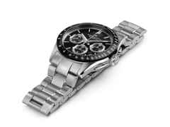 Hamilton Jazzmaster Performer Auto Chrono Edelstahl 42mm schwarzes Zifferblatt Metallband – Herrenuhren Chronograph aus Edelstahl. Das Gehäuse ist rund und silber. Das Edelstahlarmband ist silber. Das Zifferblatt ist arabisch Index und schwarz. – Ansicht 2
