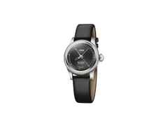 Oris Big Crown Pointer Date Automatik Edelstahl 29mm schwarzes Zifferblatt schwarzes Lederband – Damenuhren Uhr mit Datum aus Edelstahl. Das Gehäuse ist rund und silber. Das Lederarmband ist schwarz. Das Zifferblatt ist ohne Zeichen und schwarz.