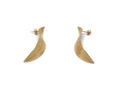 Maria Rzewuska OKK Ohrstecker Blatt Silber vergoldet schmal – Ohrschmuck Ohrstecker in gelbgold und aus 925 Silber und vergoldet. – Ansicht 2