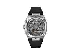 Glashütte Original Seventies Vintage Kollektion Vinyl Record Limited Edition Automatik Edelstahl 39x39mm schwarzes Zifferblatt Metallband und schwarzes Kautschukband – Herrenuhren Uhr mit Datum aus 750 Weißgold, Edelstahl und Kautschuk. Das Gehäuse ist quadratisch und silber. Das Edelstahlarmband ist silber. Das Zifferblatt ist ein Index in schwarz. – Ansicht 3