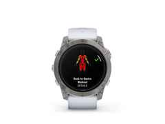 Garmin epix Pro Sapphire Titan 51 mm Kautschukband steinweiß – Herrenuhren Uhr Multifunktion aus DLC beschichtet, Kautschuk und Titan. Das Gehäuse ist rund und weiß. Das Kautschuk / Kunststoff / Silikon Armband ist weiß. Das Zifferblatt ist digital und schwarz. – Ansicht 2