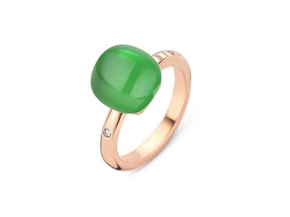 Bigli Mini Sweety "Green Lemon" Ring Roségold Gr. M mit Brillant 0,020ct – Ringe Ring mit Besatz aus 750 Rotgold.