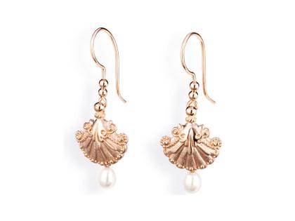 Drachenfels Design Strandgut Ohrhänger Pampel Perle rotgoldplattiert – Ohrschmuck Ohrhänger aus 925 Silber.