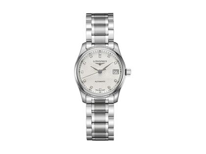 Damenuhren Uhr mit Datum aus Edelstahl. Das Gehäuse ist rund und silber. Das Edelstahlarmband ist silber. Das Zifferblatt ist ein Index in weiß.