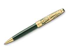 Montblanc The Origin Collection Doué Classique Kugelschreiber dunkelgrünes Edelharz vergoldet – Schreibgeräte Kugelschreiber in grün und aus Edelharz und vergoldet.