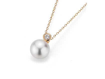 Gellner H2O Collier mit Südseezuchtperle und Brillant – Halsschmuck Collier aus 750 Rotgold.