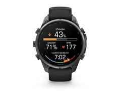 Garmin Fenix 9 Pro inReach Titan 47mm digitales Display schwarzes Silikonband – Herrenuhren Uhr Multifunktion aus Kautschuk und Titan. Das Gehäuse ist rund und schwarz. Das Kautschuk / Kunststoff / Silikon Armband ist schwarz. Das Zifferblatt ist digital und schwarz.