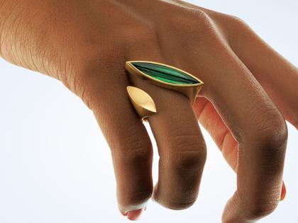 Angela Hübel Schiffchen mit Turmalin Damenring – Ringe Ring mit Besatz aus 750 Rotgold. – Ansicht 2