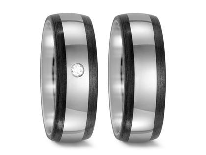 TitanFactory Carbon Titan Partnerringpaar 10 – Ringe Trauring mit Besatz aus Carbon, Titan und und .