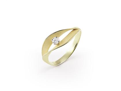 Cammilli Firenze Dune Assolo Ring Lemon Bamboo mit Brillant 0,100ct – Ringe Ring mit Besatz aus 750 Gelbgold.
