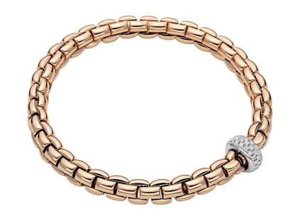 Fope FlexIt Armband  schmal Pavé mit Brillanten Roségold – Armschmuck Armband aus 750 Rotgold, 750 Weißgold und und .