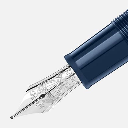 Montblanc Around the World in 80 Days LeGrand Füllfederhalter blau – Schreibgeräte Füllfederhalter aus 585 Weißgold, Edelharz und und platiniert. – Ansicht 2