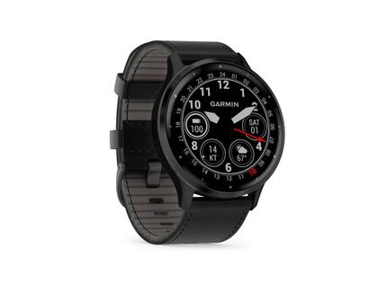 Garmin Venu 3 faserverstärktes Polymer Schiefergrau 45mm schwarzes Lederband – Herrenuhren Uhr Multifunktion aus Edelstahl, Kautschuk, Kunststoff und PVD beschichtet. Das Gehäuse ist rund und anthrazit. Das Lederarmband ist schwarz. Das Zifferblatt ist digital und schwarz. – Ansicht 6