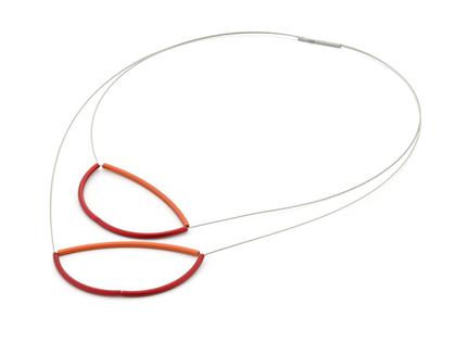 Step by Step Collier Edelstahl Aluminium rot orange 50cm – Halsschmuck Collier aus Aluminium, Edelstahl und und .