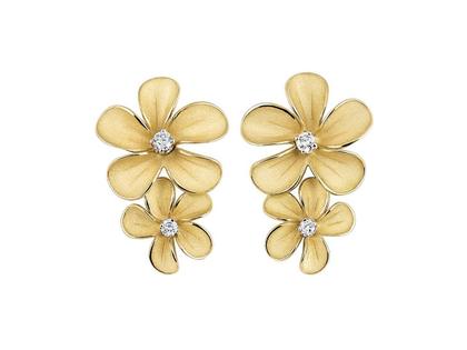 Cammilli Firenze Cherry Bloom Ohrstecker Yellow Sunrise mit Brillanten 0,009ct – Ohrschmuck Ohrstecker aus 750 Gelbgold.