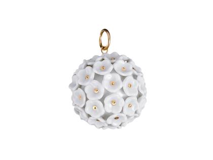 Meissen 1739 Royal Blossom Boule Anhänger Gelbgold Schneeballblüte weiß 20mm – Anhänger Anhänger ohne Besatz in weiß und aus 750 Gelbgold und Porzellan.