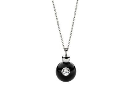 Schmuckwerk Glasklar Kugel Collier Edelstahl – Halsschmuck Kette mit Anhänger aus Edelstahl.