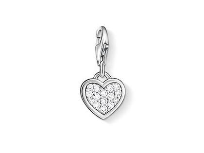 Thomas Sabo Charm-Anhänger Glitzerherz mit Zirkonia 0967 – Anhänger Anhänger mit Besatz in silber und aus 925 Silber.