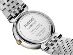 Rado Florence Classic Diamonds Quarz Edelstahl 38 mm schwarz Edelstahlband bicolor – Herrenuhren Uhr mit Datum aus Edelstahl und PVD beschichtet. Das Gehäuse ist rund und silber-gelbgold. Das Edelstahlarmband ist silber-gelbgold. Das Zifferblatt ist ein Index in schwarz. – Ansicht 4