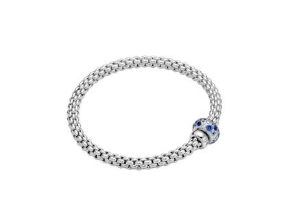 Fope Solo Flex'It Armband Weißgold mit Saphiren und Brillanten 0,280ct M flexibel – Armschmuck Armband aus 750 Weißgold.