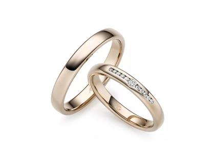 Gerstner Basic-Kollektion Trauring Paar aus 585/- Haselnussgold mit Brillanten 0,080ct – Ringe Trauring mit Besatz in braun und aus 585 Weißgold/Rotgold.