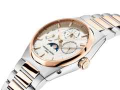 Frederique Constant Highlife Perpetual Calendar Manufacture Automatik Edelstahl Roségold-PVD 41mm silbernes Zifferblatt Metallband bicolor – Herrenuhren Uhr mit Kalender aus Edelstahl und PVD beschichtet. Das Gehäuse ist rund und silber-roségold. Das Edelstahlarmband ist silber-roségold. Das Zifferblatt ist ein Index in silber. – Ansicht 3