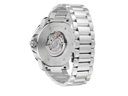 Mühle Glashütte 29er Big Automatik Edelstahl 42,4mm weißes Zifferblatt Metallband – Herrenuhren Uhr mit Datum aus Edelstahl. Das Gehäuse ist rund und silber. Das Edelstahlarmband ist silber. Das Zifferblatt ist ein Index in weiß. – Ansicht 2