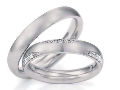 Eduard G. Fidel EGF  Trauringpaar Platin 4,0mm gewölbt mit Brillanten 0,270ct – Ringe Trauring mit Besatz aus 950 Platin.
