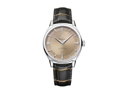 Herrenuhren Uhr ohne Datum aus 750 Weißgold, 950 Platin, Leder und PVD beschichtet. Das Gehäuse ist rund und silber. Das Lederarmband Kroko / Alligator ist schwarz. Das Zifferblatt ist ein Index in gelbgold.