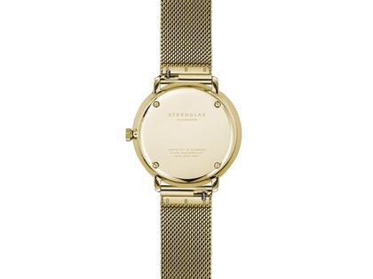 Sternglas Naos XS Quarz Edelstahl PVD-Gelbgold 33mm weißes Zifferblatt Metallband – Damenuhren Uhr mit Datum aus Edelstahl und PVD beschichtet. Das Gehäuse ist rund und gelbgold. Das Edelstahlarmband ist gelbgold. Das Zifferblatt ist arabisch Index und weiß. – Ansicht 4