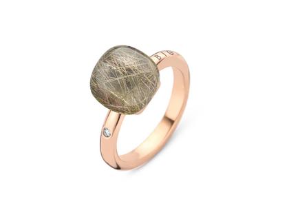 Bigli Mini Sweety "Rutil Shades of Grey" Ring Roségold Gr. M mit Brillant 0,020ct – Ringe Ring mit Besatz aus 750 Rotgold.