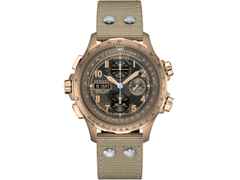 Hamilton Khaki Aviation X-Wind Auto Chrono Edelstahl 45mm Camouflage-Zifferblatt beiges Textilband – Herrenuhren Chronograph aus Edelstahl und PVD beschichtet. Das Gehäuse ist rund und beige. Das Textilarmband ist beige. Das Zifferblatt ist arabisch Index und braun.